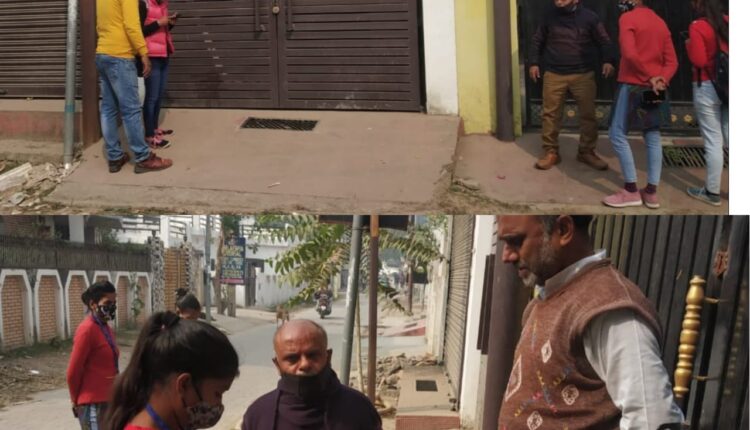 Survey work being carried out during the Corona period by the Geographic Information System (GIS) team