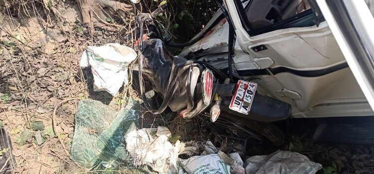 A motorcycle-borne person was killed by a speeding Bolero, and another person was seriously injured.