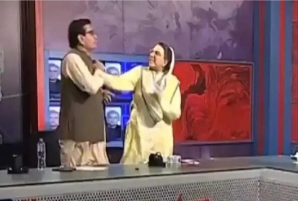 A woman leader close to Pakistan PM Imran slapped the opposition leader on screen during the debate