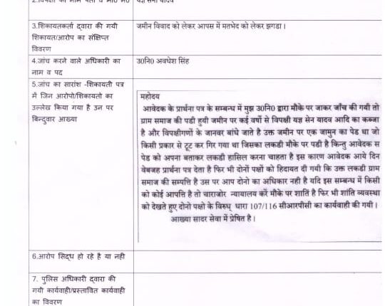 The police of BKT is doing arbitrariness in the disposal of complaints made on the Chief Minister's public hearing portal.