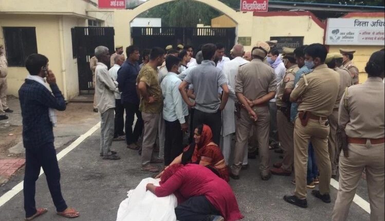 horrific road accident, police jeep crushed bjp leader, death