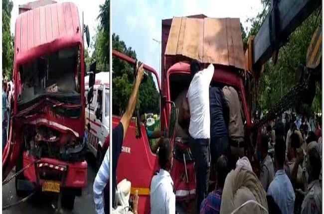 Three trucks full of notes collided, female security personnel badly injured