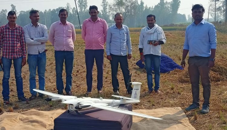 Drone inspection of populated land under the leadership of Gram Sabha Katui Principal Representative Sunil Verma