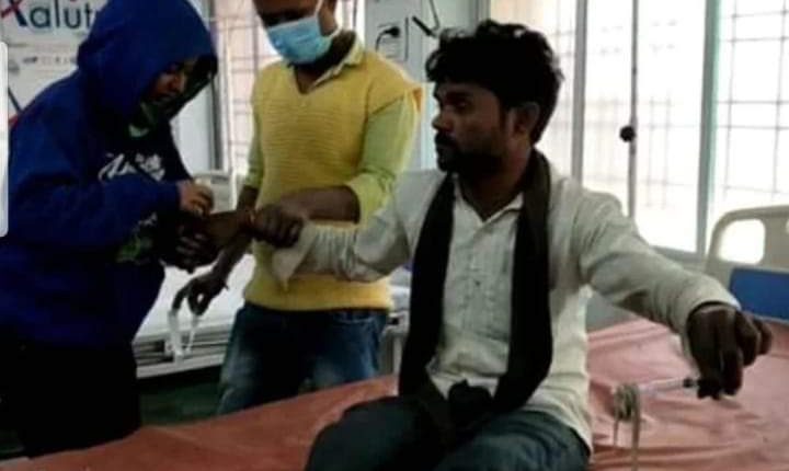 When a young man reached with a biting snake for treatment