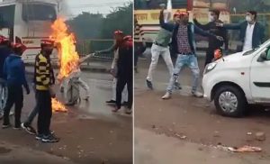 Kanpur: Officials of Samajwadi Chhatra Sabha created a ruckus, vandalized many vehicles