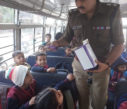 On Children's Day children were thrilled to find SSP Haridwar in their school bus