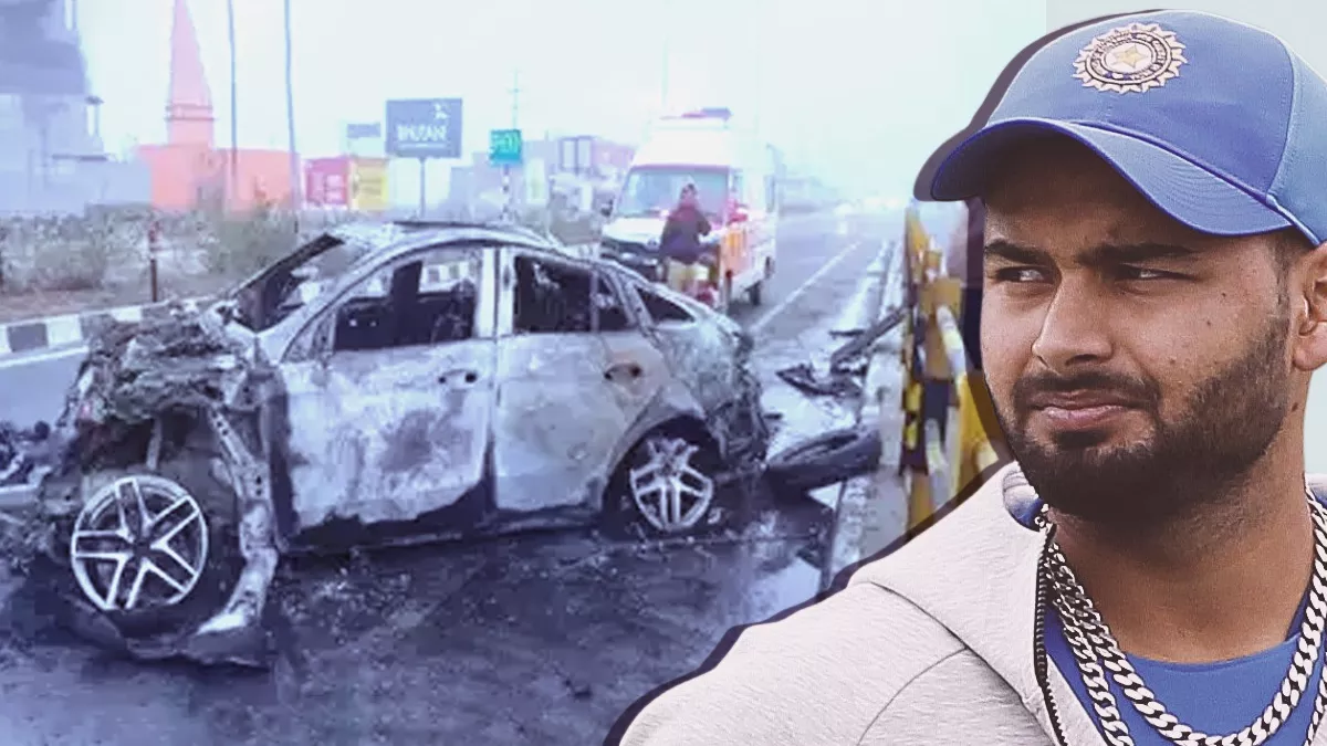 Cricketer Rishabh Pant's car caught fire after hitting an accident breaker while returning home from Delhi
