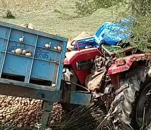 A 42-year-old farmer was crushed to death when the front wheel of a potato-laden trolley overturned in Anantapur village of the district.
