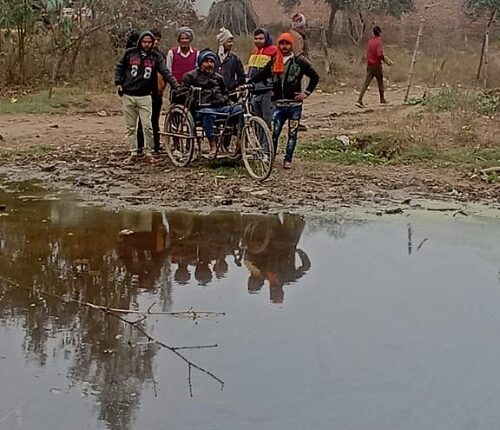 Passengers troubled by water logging and mud