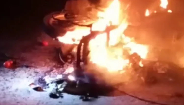 Bike rider youth burnt to death along with his bike due to falling of dilapidated wire