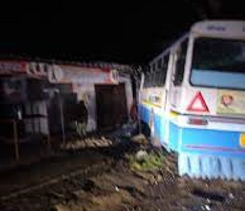 The speeding bus collided with the tree and rammed into the wall of the house the conductor died