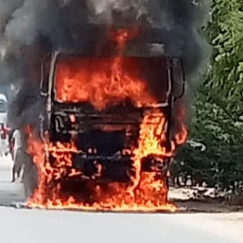 Driver burnt to death after uncontrollable dumper overturned