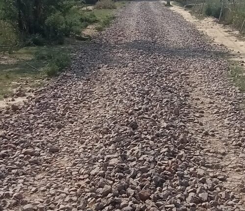 Uprooted stone is not being repaired for about 6 months for road construction work