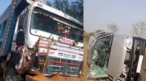 Dumper hit a parked car two people died in the accident