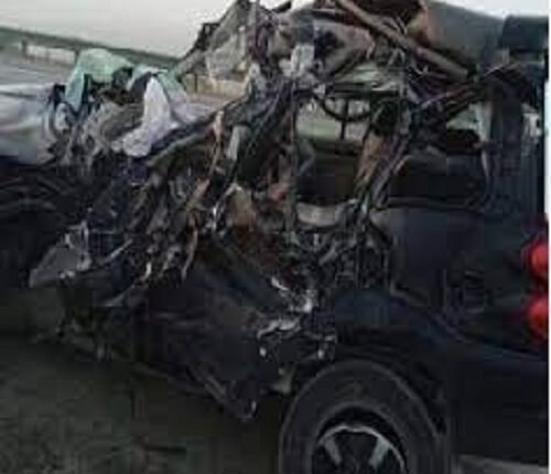 Four youths riding a car died due to a bus collision late night
