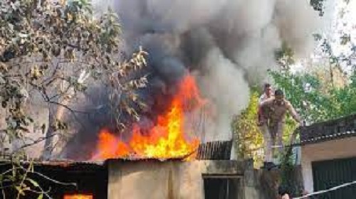 Due to unknown reasons a fire broke out in one house and 6 more houses got affected.