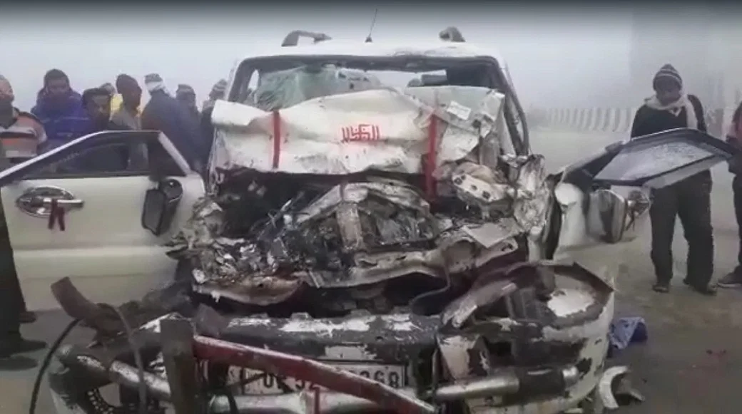 The bus hit the Scorpio parked in the wrong direction the car was damaged