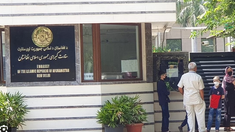 Work continues at the Afghan Embassy in New Delhi