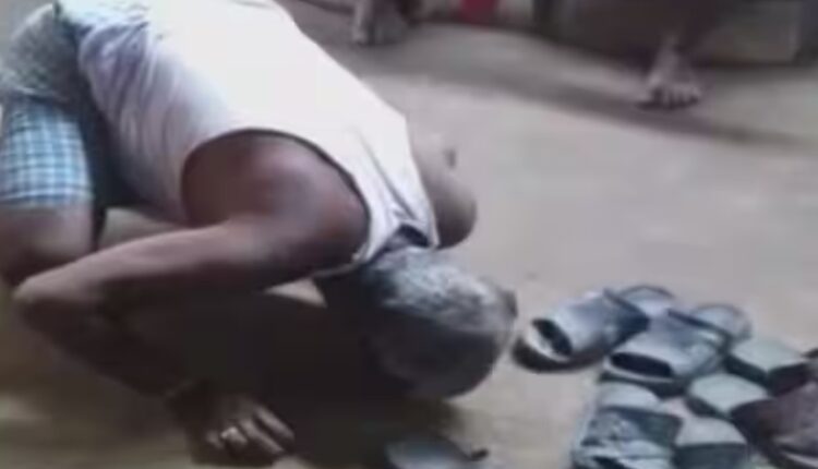 Four people arrested for garlanding an elderly person with shoes and licking spit