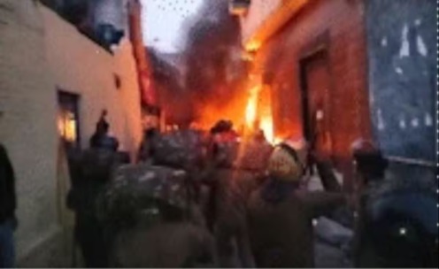 When a bulldozer ran on an illegal madrasa in Haldwani, the miscreants torched other vehicles including the police car; tear gas shells had to be fired to stop them.